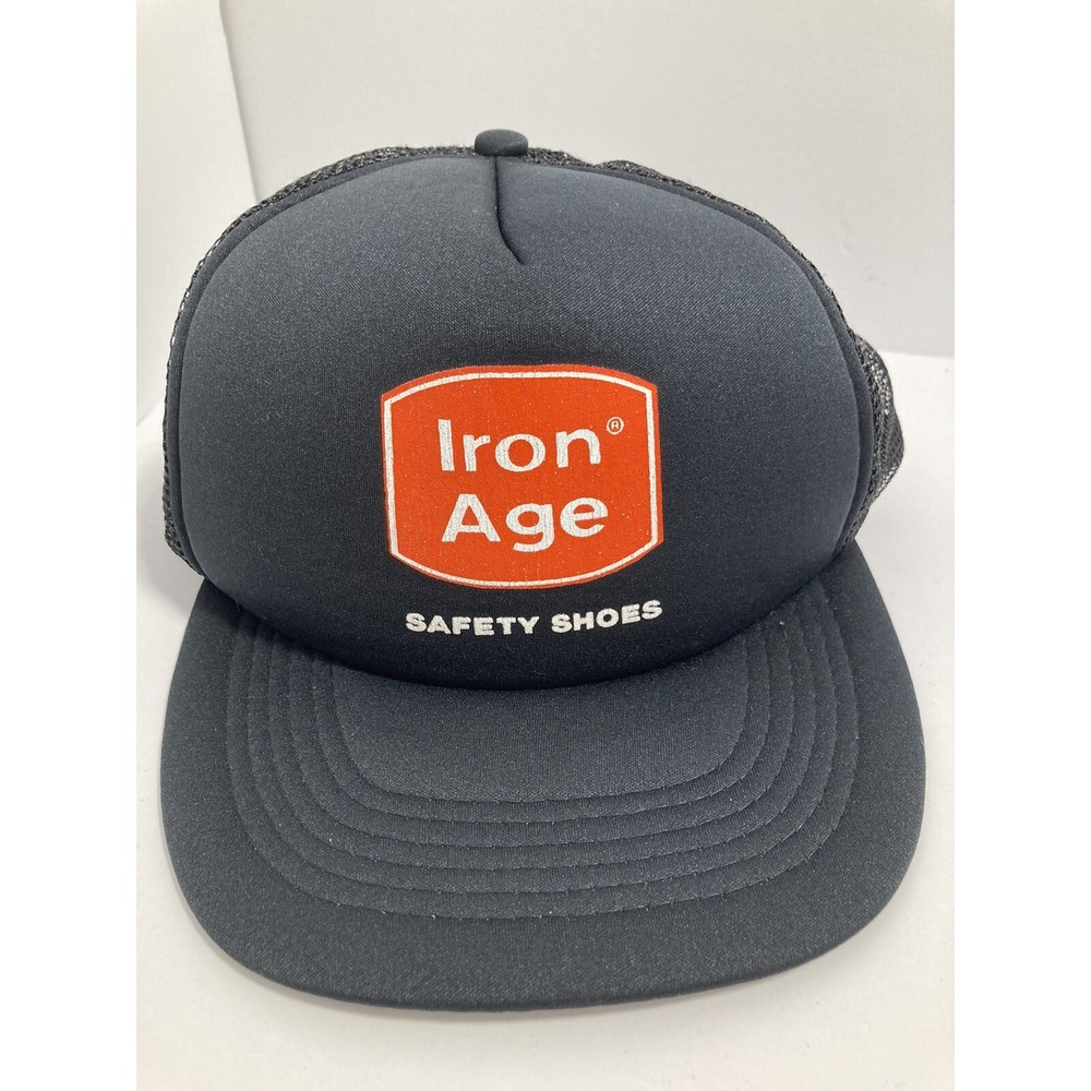 Iron Age Safety‎ Shoes Trucker Hat Mens OSFA Black Vintage Foam Mesh Snapback